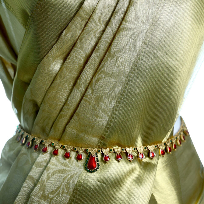 Nita Ambani inspired golden soft tissue brocade saree