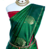 Pure silk saree in green & maroon combination