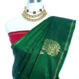 Pure silk saree in green & maroon combination