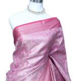 Nita Ambani inspired golden soft tissue silk saree in embossed weave floral design