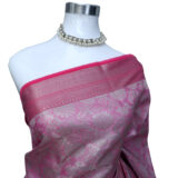 Nita Ambani inspired golden soft tissue silk saree in embossed weave floral design
