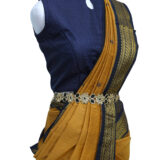 Kalyani cotton saree in a gorgeous mustard yellow and navy blue combination