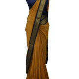 Kalyani cotton saree in a gorgeous mustard yellow and navy blue combination