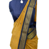 Kalyani cotton saree in a gorgeous mustard yellow and navy blue combination