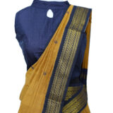 Kalyani cotton saree in a gorgeous mustard yellow and navy blue combination
