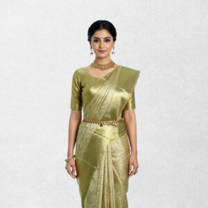 Nita Ambani inspired golden soft tissue brocade saree